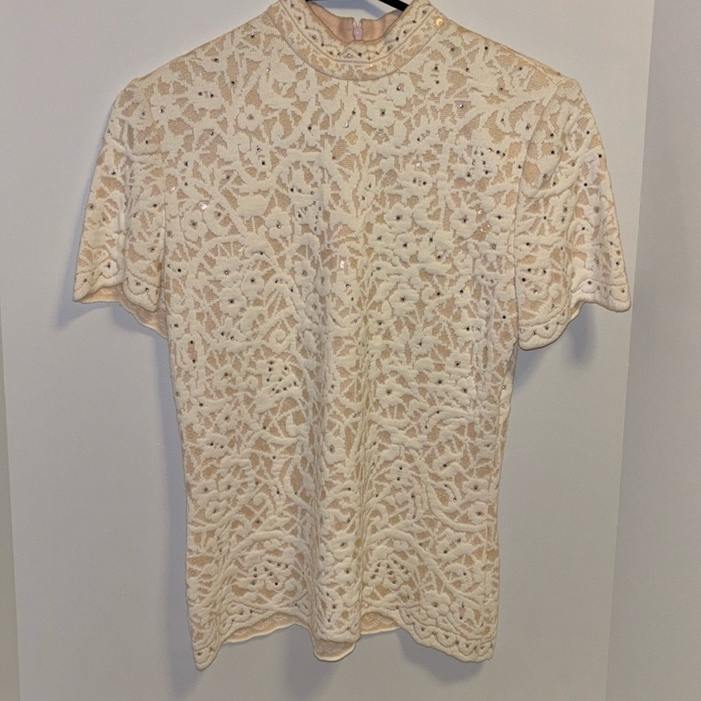 St. John Cream Lace Blouse